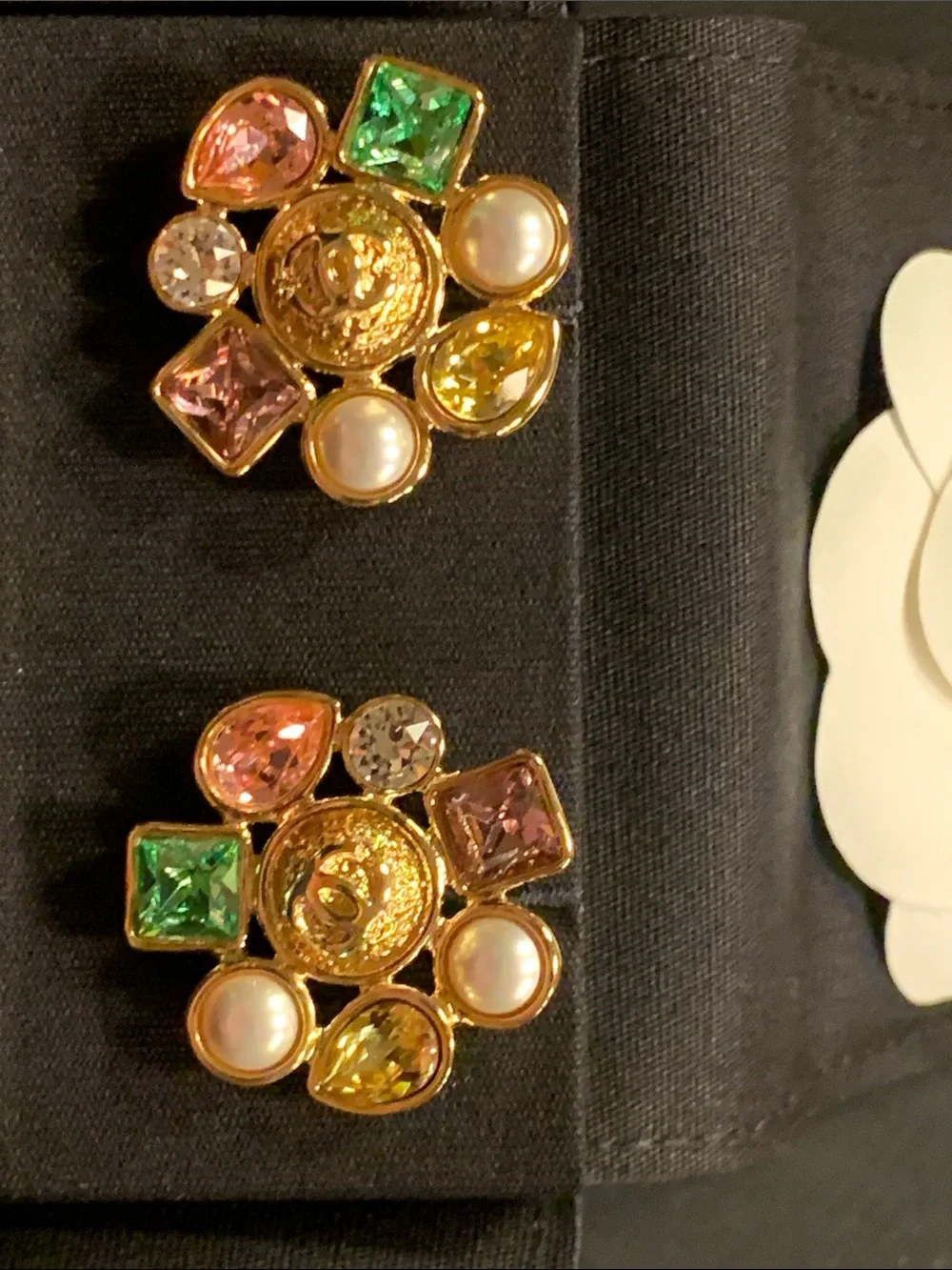 Absolutely stunning brand new authentic Chanel earrings with multi color stones